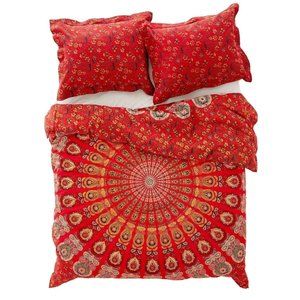 Urban Outfitters Hippie Boho Mandala Cotton Duvet Cover Queen Size Red Color